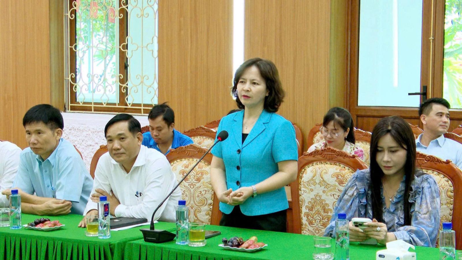 Đồng chí Nguyễn Thị Thanh Tâm - Bí thư Đảng ủy, Chủ tịch HĐND xã Thư Lâm phát biểu